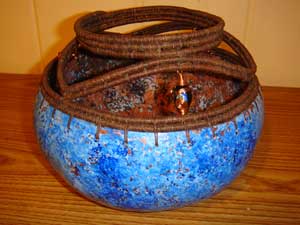 Blue Gourd with Brown weaved edge