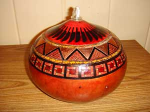 Oil Lamp Carved Gourd