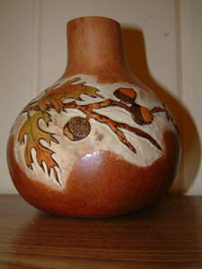 Carved with Acorns- Gourd Vase